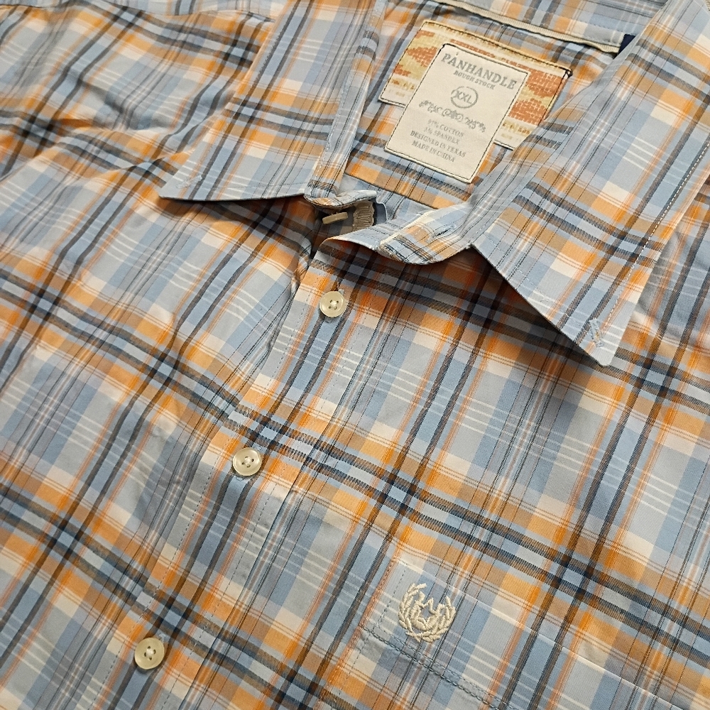 Panhandle Rough stock Men's 2XL Relaxed Button Up Shirt Short Sleeve - Picture 2 of 9
